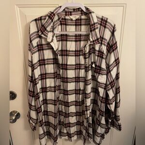 Womens Plus Boyfriend Flannel Shirt